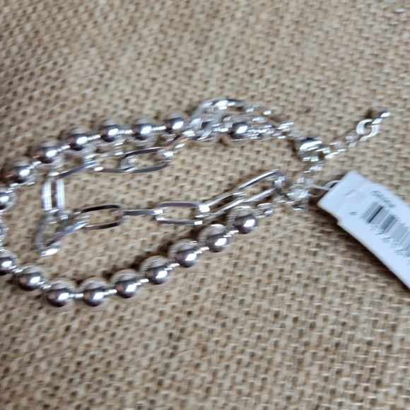 NWT periwinkle beautiful bright silver tone multi strand beaded br - Picture 3 of 4